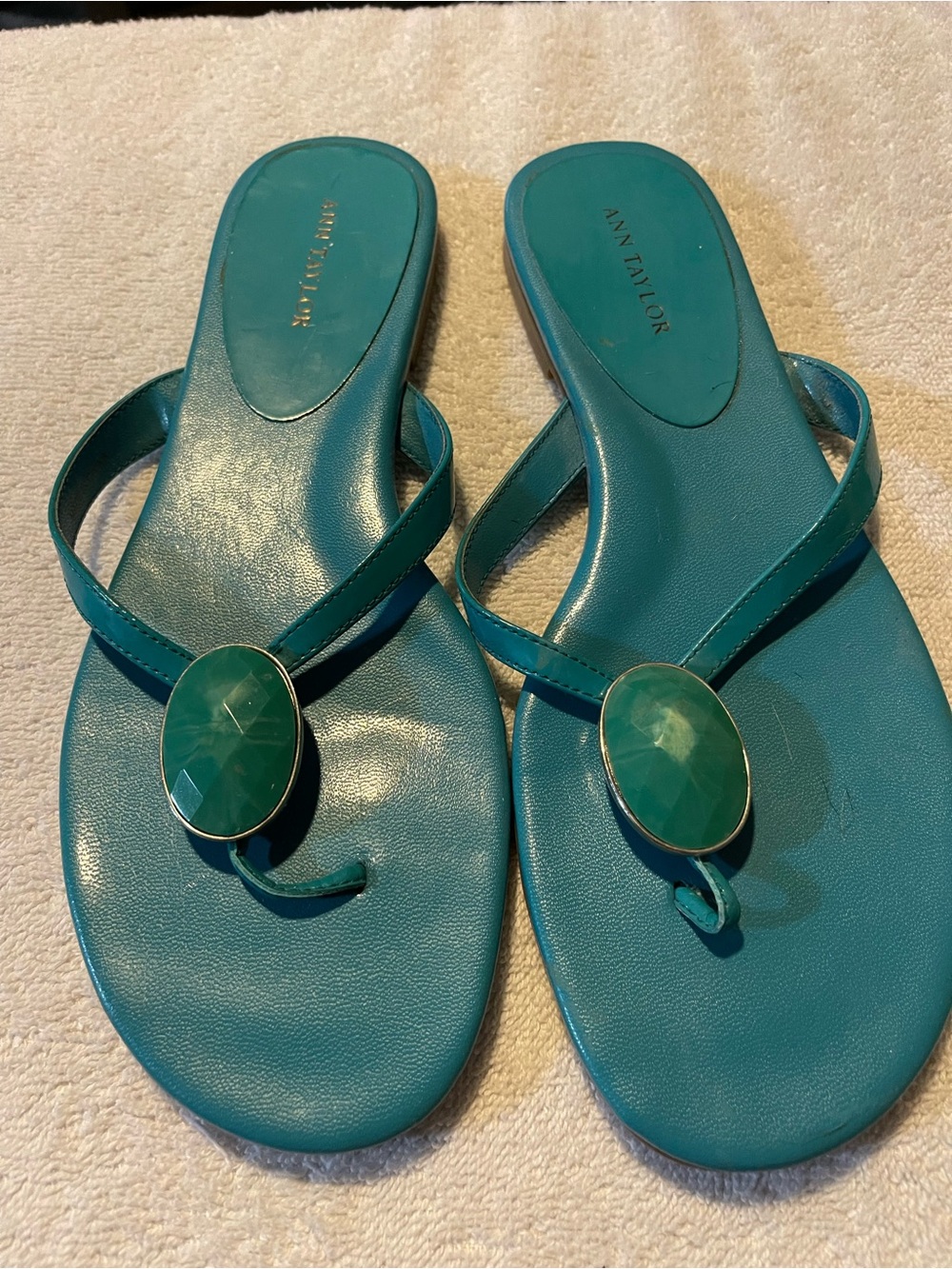 Ann Taylor Teal Gemstone Thong Sandals - Size 7